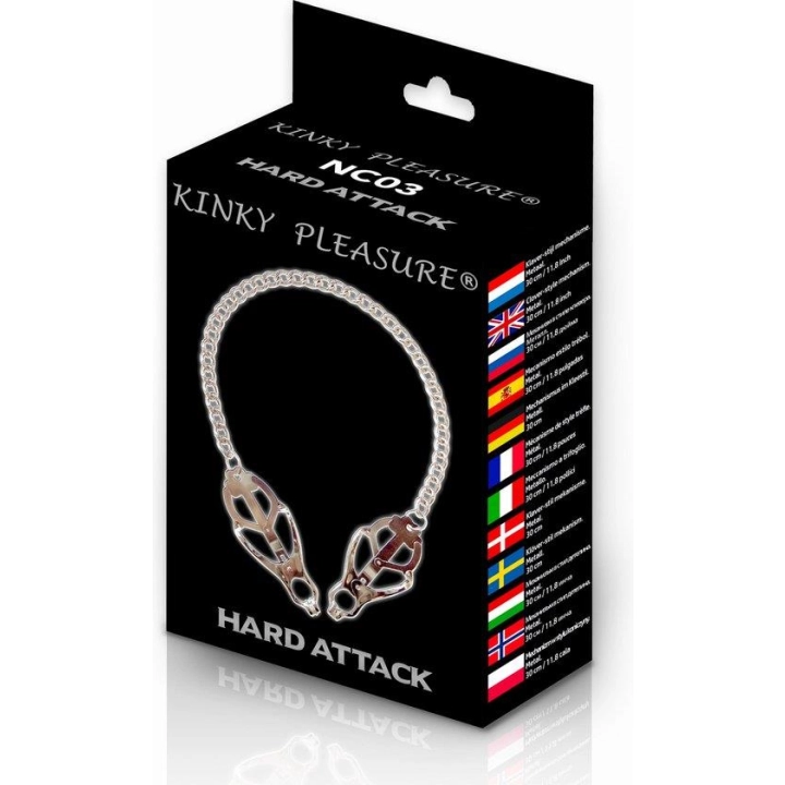 Obroża na sutki - Kinky Pleasure Hard Attack, stal nierdzewna, regulowana śruba