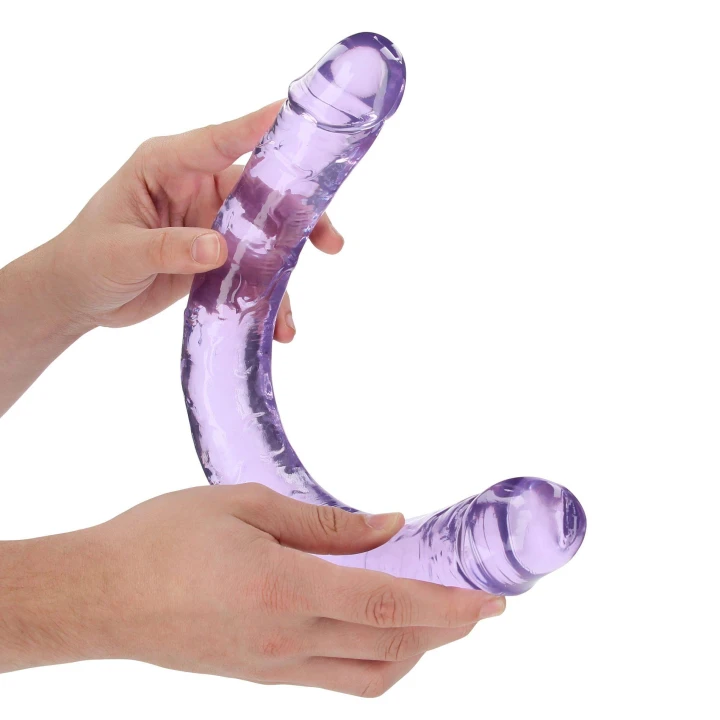 Podwójne dildo REALROCK CRYSTAL CLEAR - 45 cm, Analne/Waginalne, Wodoodporne