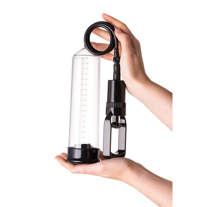 Pompka do penisa A-TOYS, PVC, czarna, 23,5 cm, mocny mechanizm ssania