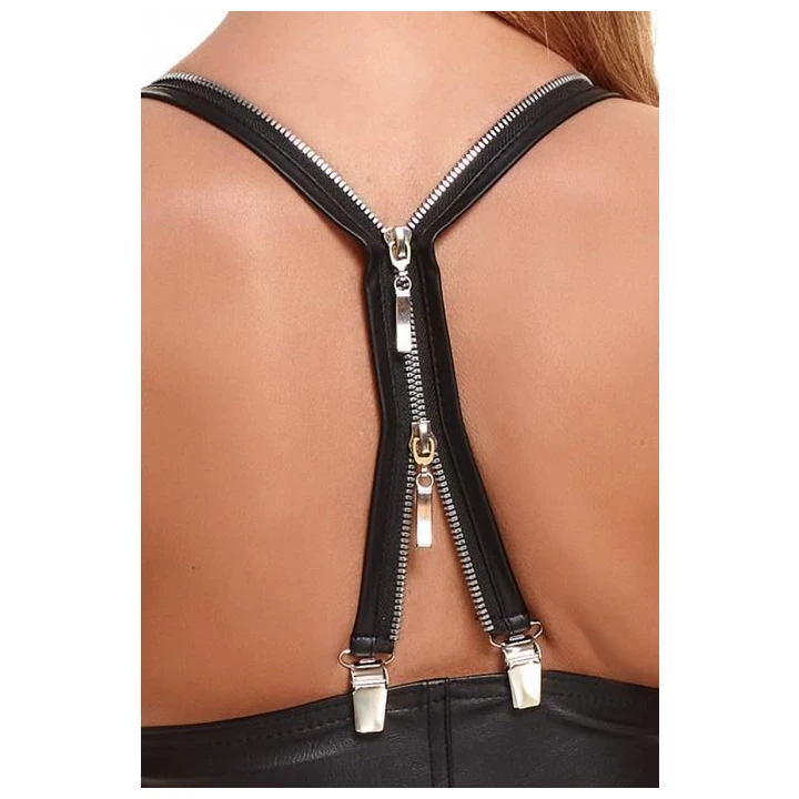 Top elastyczny BRZITAI001 czarny, profilowane miseczki, odpinane szelki, M