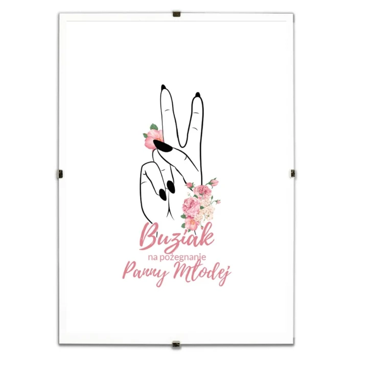 Plakat w antyramie na pożegnanie Panny Młodej z miejscem na odbicie ust i podpisy