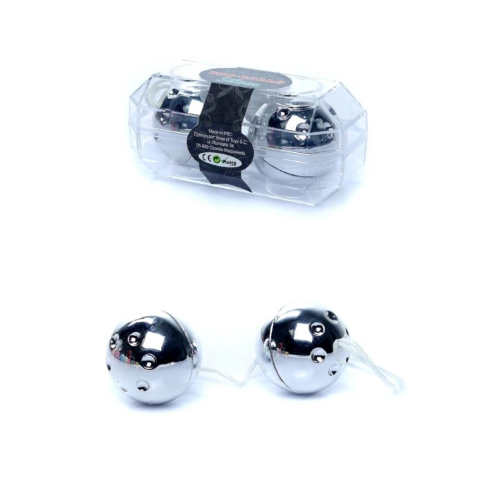 Kulki gejszy Duo-Balls Silver - 3,2 cm średnicy, wzmocnienie mięśni Kegla, 21 cm długości