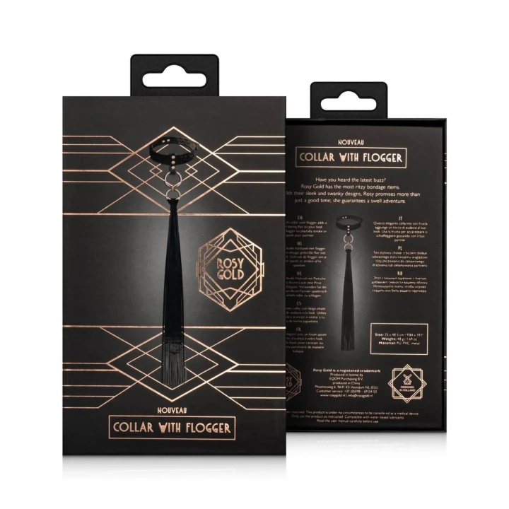 Obroża z floggerem Rosy Gold - Elegancki, elegancki, wszechstronny dodatek do zabaw