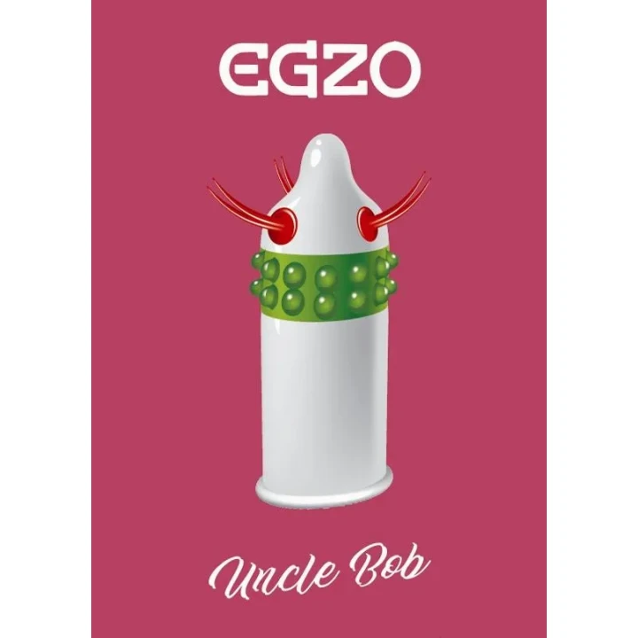Prezerwatywy lateksowe Egzo Uncle Bob, długość 18-19 cm, wypustki przyjemności