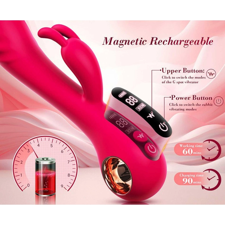 Wibrator króliczek Rabbit G-Spot Dual - silikon 2w1, 9+9 trybów, IPX7, USB magnetyczne