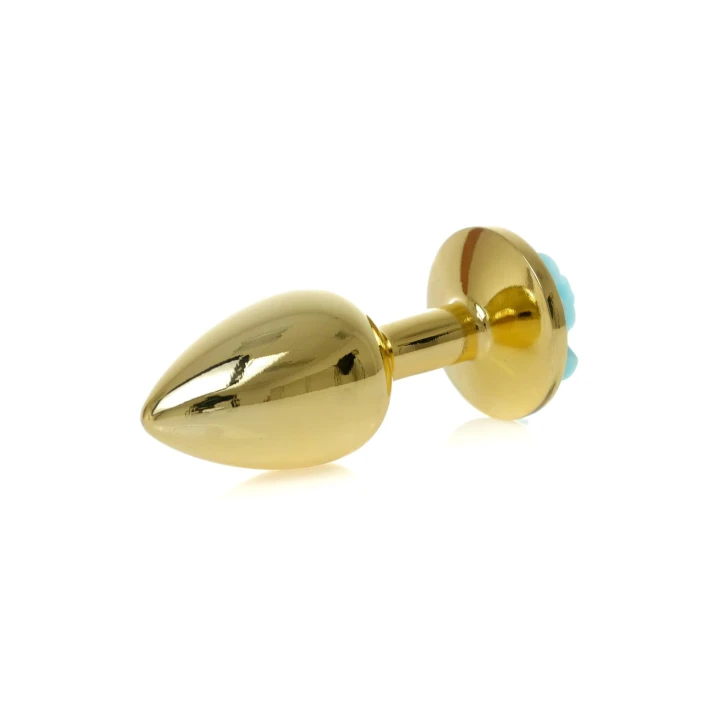 Korek analny Plug-Jewellery Gold PLUG ROSE - stal nierdzewna, gładki, ergonomiczny