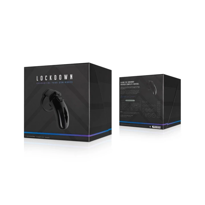 Klatka cnoty Lockdown Duża - 5 pierścieni, metalowa kłódka, otwór do oddawania moczu