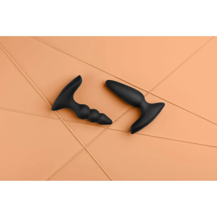 Korek analny z pilotem Loveline, wibrujący, z koralikami, ABS/Silikon