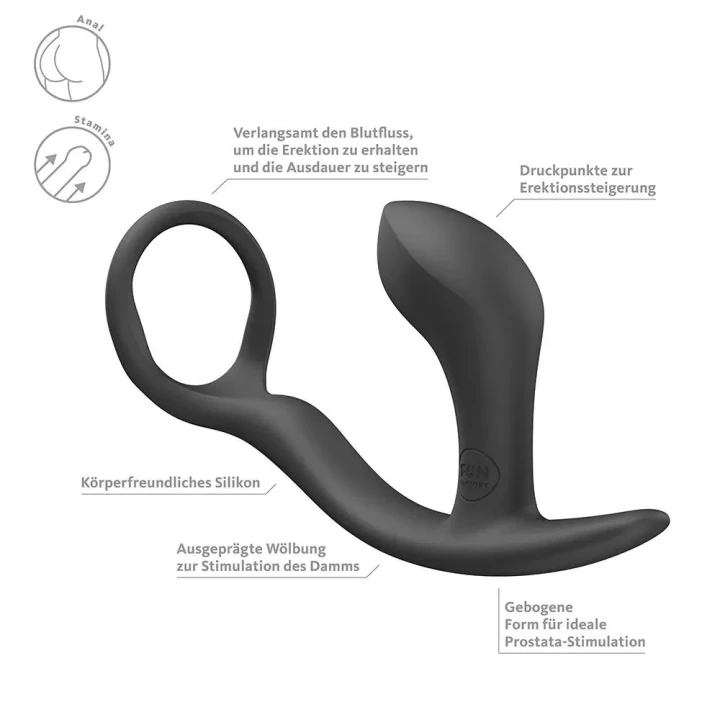 Pierścień erekcyjny i plug analny — Fun Factory Bootie Ring, silikon, wodoodporny