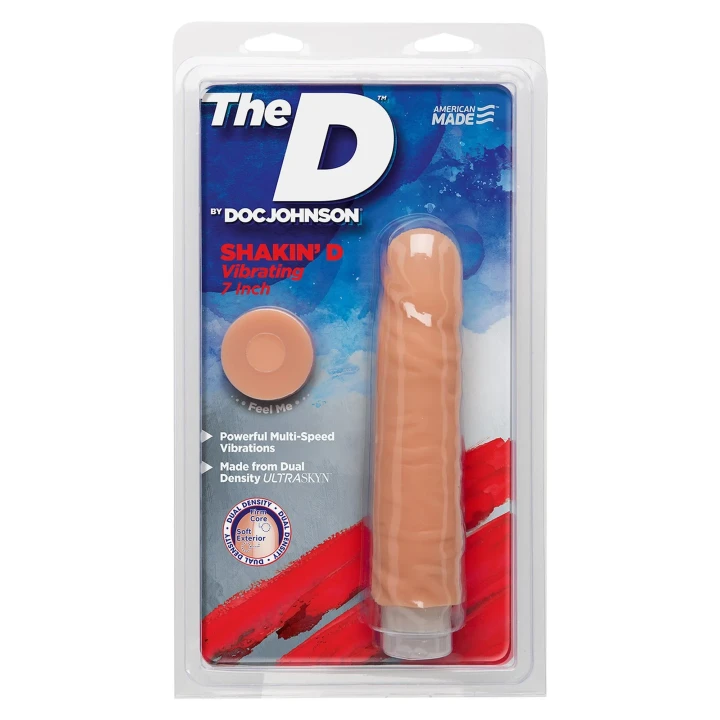 Wibrator - SHAKIN D - 7 cali, regulowane wibracje, realistyczna cyber skóra