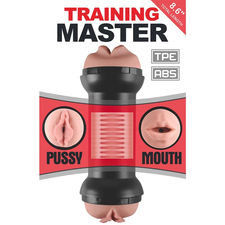 Masturbator podwójny Training Master, realistyczny TPE, 22 cm długości