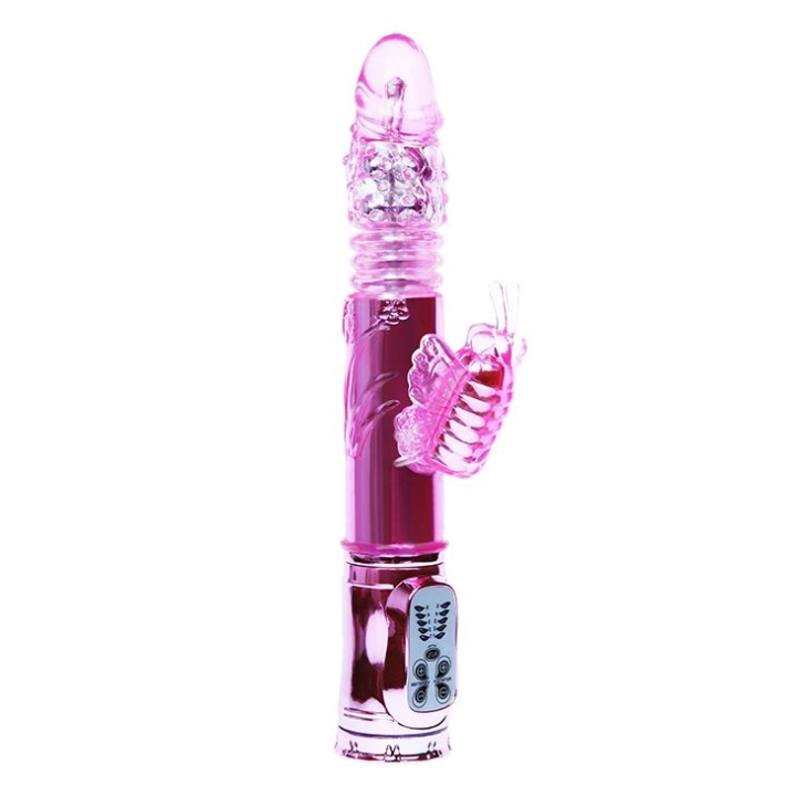 Wibrator z masażerem łechtaczki BAILE Throbbing Butterfly – 5 funkcji rotacji, 5 wibracji