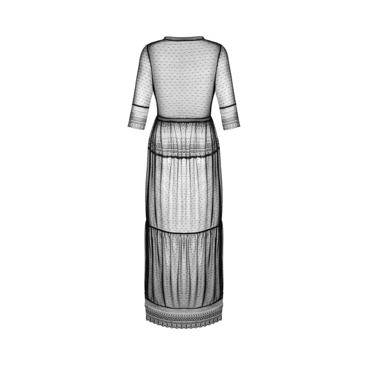 Szlafrok długi Estiqua OBSESSIVE, przezroczysty, koronkowe detale, elegancki fason XL/2XL