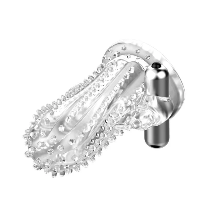 Wibrator na penis BAILE - 14 cm, silikonowy, wodoodporny, z wypustkami stymulującymi