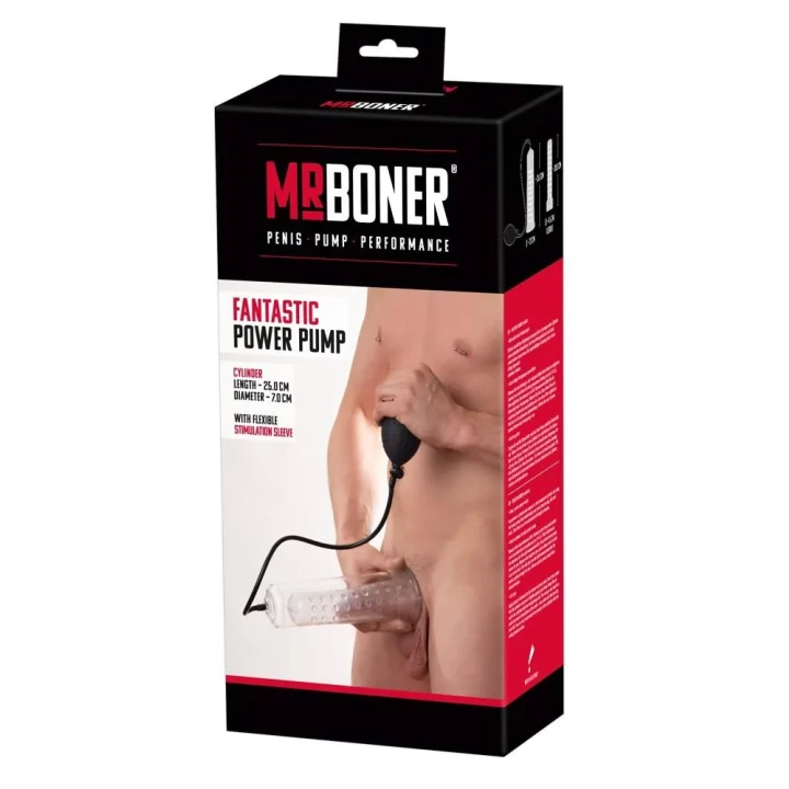 Pompa próżniowa do penisa Fantastic – przezroczysty cylinder, silikonowa tuleja, rękaw z nubami