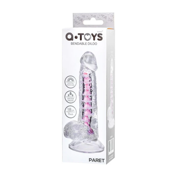 Dildo A-Toys Paret, elastyczny, przeźroczysty, 18 cm, z przyssawką, z TPE