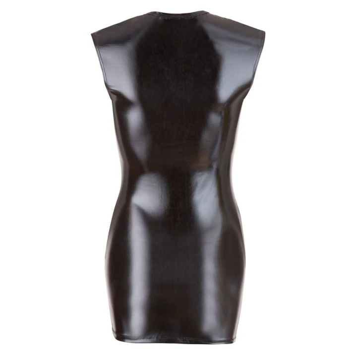 Sukienka Mini COTTELLI LINGERIE, Wet Look, Ekstrawagancka, Zamek Dwukierunkowy